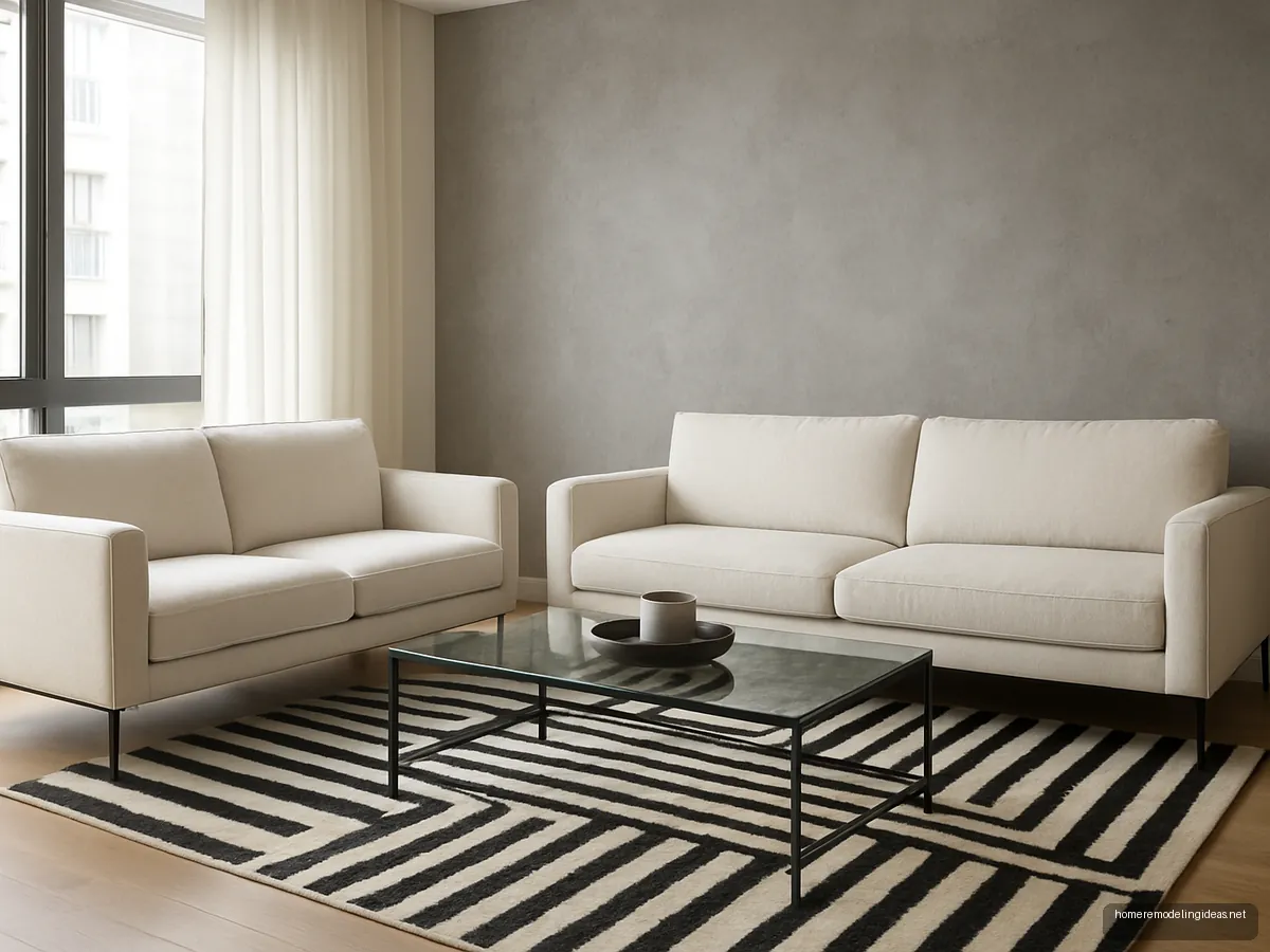 Ivory sofa set on black metal frames